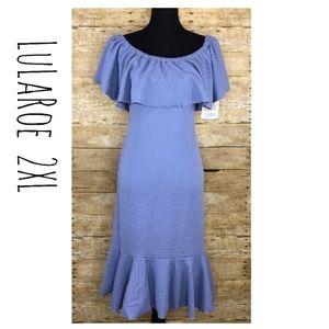 NEW LuLaRoe CICI Dress Blue Waffle Knit Design 2XL